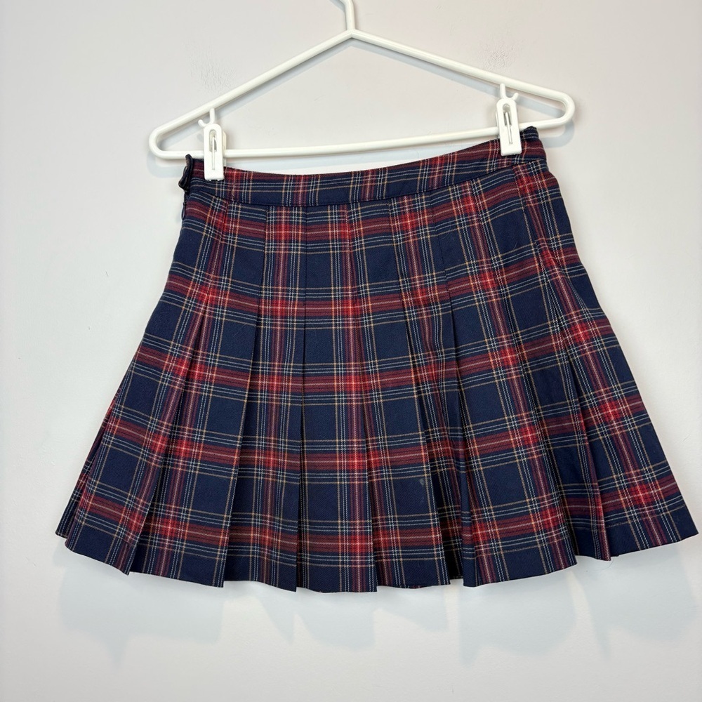 Forever 21 Navy and Red Plaid Skater Skirt - Picture 2 of 7